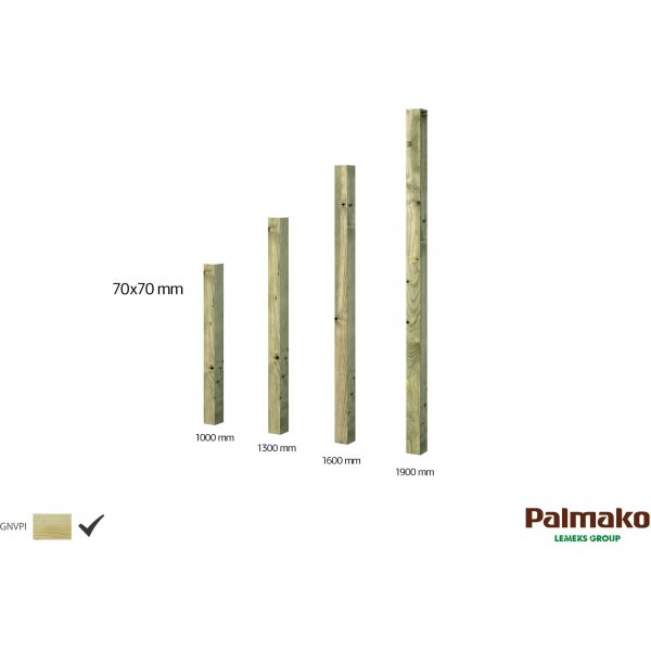 Stolpe massivt træ til hegn & vægskærm - Grøn trykimprægneret Stolpe massivt træ til hegn & vægskærm - Grøn trykimprægneret