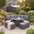 Loungegrupp H�rnsoffa 6�8 Personer med Bord & 2 Pallar � Utem�bler med Dynor och H�rdat Glas