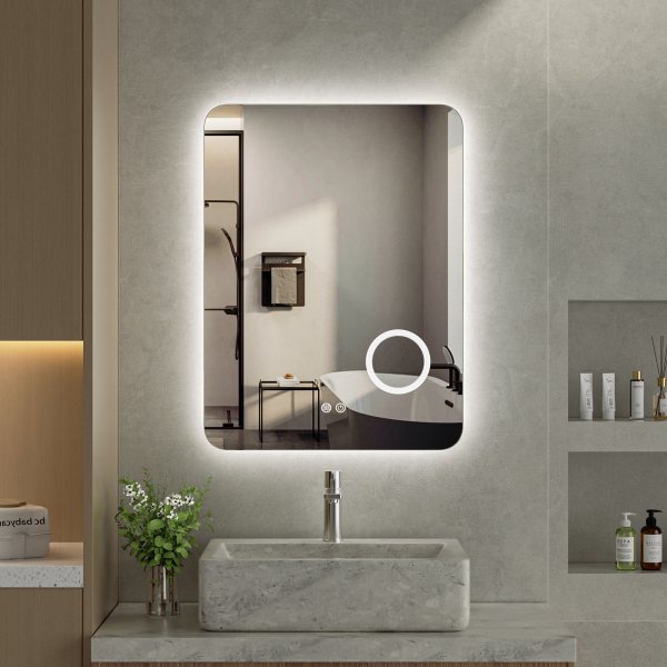 Spegel - Salerno | Rektangulr | LED-belysning, dimbar & anti-fog