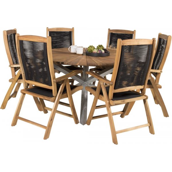 Salstad Matgrupp (ø140) - Natur/Silver - 6 Stolar Salstad Matgrupp (ø140) - Natur/Silver - 6 Stolar