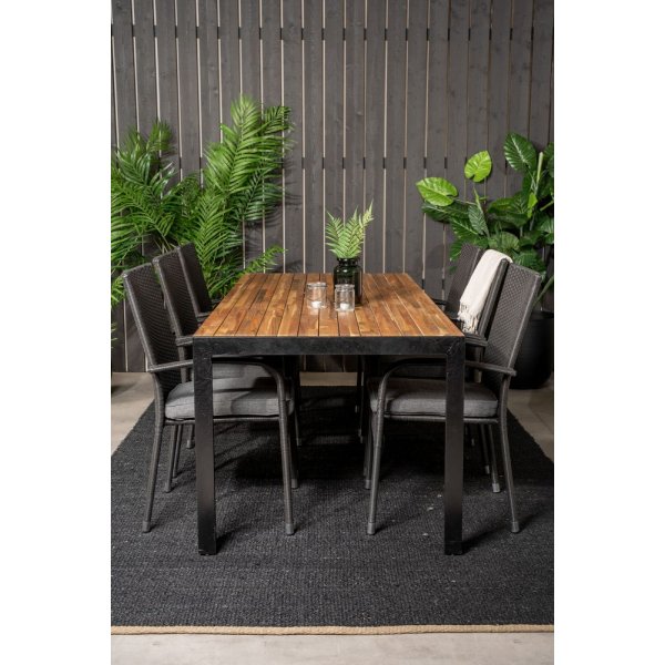 Balsj Matgrupp (205x90) - Svart/Natur - 6 Stolar