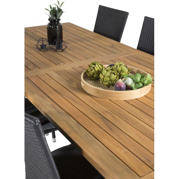 Charlottenberg Spisegruppe (220x100) - Sort/Natur - 6 Stole