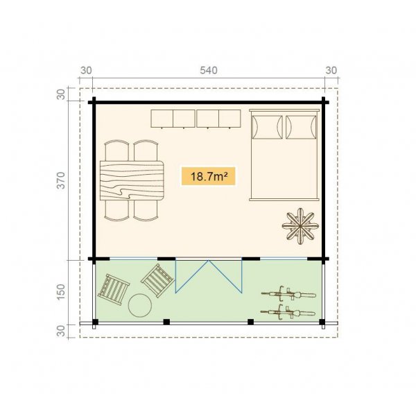 Attefallshus Måns 2A - 21,8 m² Attefallshus Måns 2A - 21,8 m²