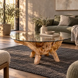 Soffbord 110 x 110 cm Teak/glas - Amazonas Soffbord 110 x 110 cm Teak/glas - Amazonas