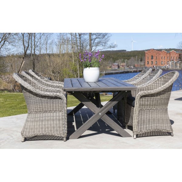 Oxford-Essgruppe 220 cm + Textilimprägnierung für Outdoormöbel Oxford-Essgruppe 220 cm + Textilimprägnierung für Outdoormöbel