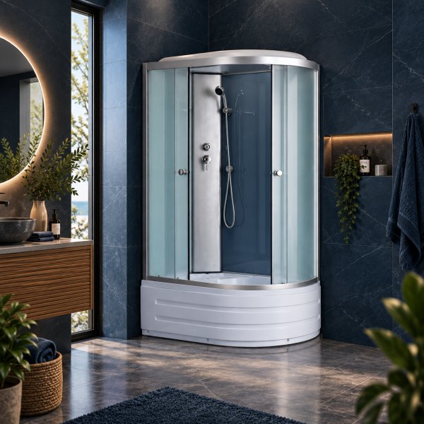 Duschkabine 120×80×210 cm | Weißes Glas & Massagedüsen | Nereida Duschkabine 120×80×210 cm | Weißes Glas & Massagedüsen | Nereida