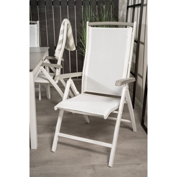 Pr�ssebo Matgrupp (160x100) - Vit/Gr� - 6 Stolar