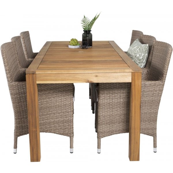 Prssebo Spisegruppe (200x90) - Natur - 6 Stole