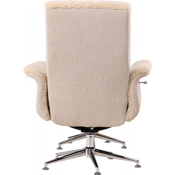 Fåtölj med fotpall Hagön - beige teddy whitewash Fåtölj med fotpall Hagön - beige teddy whitewash