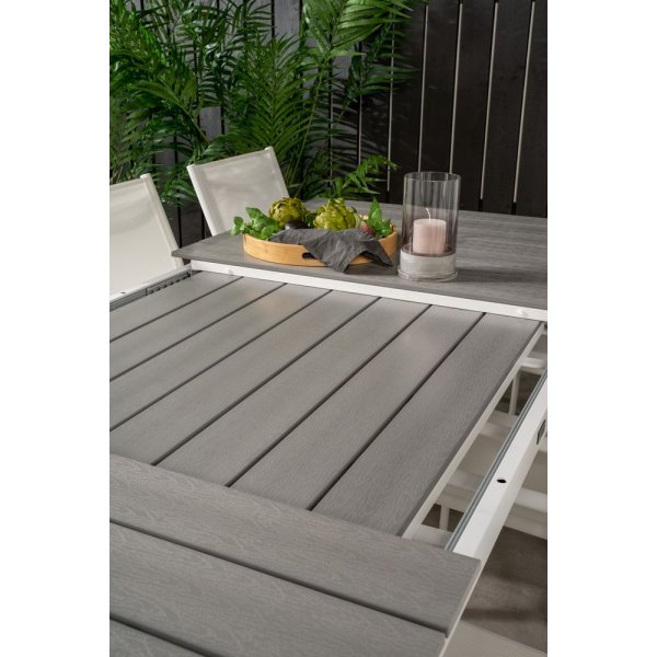 Pr�ssebo Matgrupp (160x100) - Vit/Gr� - 8 Stolar