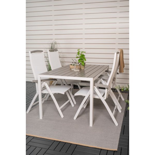 Ervalla Matgrupp (150x90) - Vit/Gr - 4 Stolar