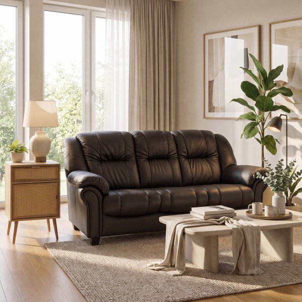 Soffa 3-sits svart PU - Rom